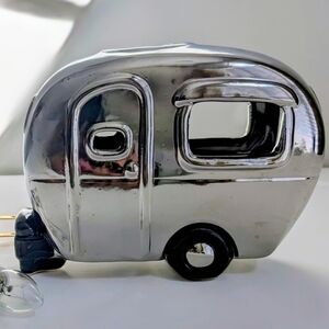 Silver Ceramic Airstream Caravan Camper Life Lamp Night Light Trailer RV Minimal